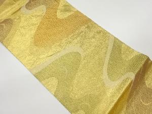 流水に草葉・小鳥模様織出し袋帯